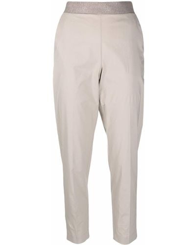 Le Tricot Perugia Pantalones ajustados con cintura en contraste - Neutro