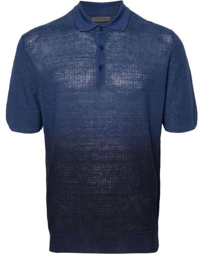 Corneliani Ribbed-knit Polo Shirt - Blue