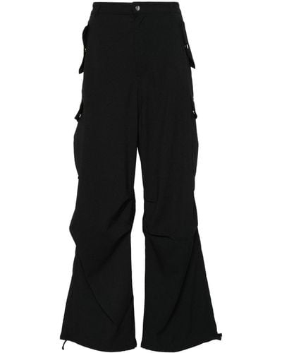 Rhude Textured-finish Straight-leg Cargo Trousers - Black