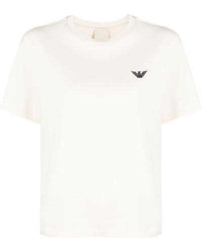 Emporio Armani Embroidered-logo Cotton T-shirt - White