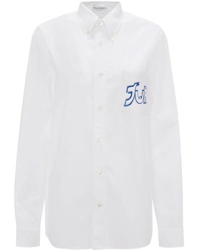 JW Anderson X Run Hany Logo-embroidered Cotton Shirt - White