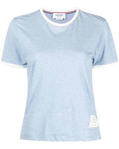 Thom Browne T-shirt con bordo a contrasto - Blu