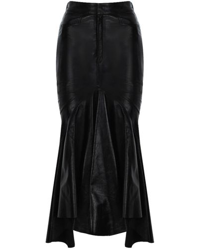 Zeynep Arcay Flared Leather Midi Skirt - Black