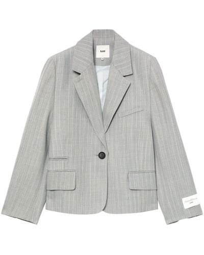SJYP Striped Wool-blend Blazer - Grey