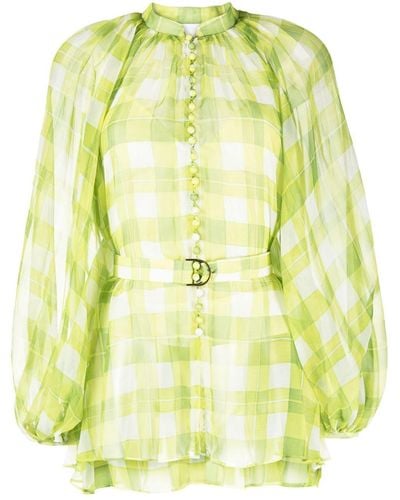 Acler Astone Plaid Semi-sheer Shirt - Yellow