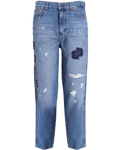 BOSS All-over Logo Patch Jeans - Blue