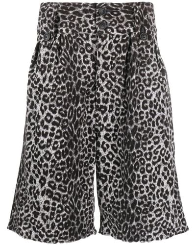 Visvim Pantalones cortos Coronel con motivo de leopardo - Negro