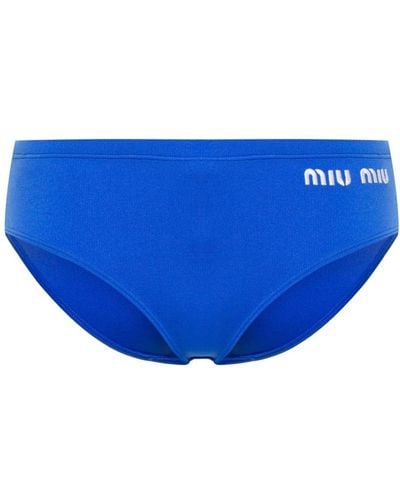 Miu Miu Badehose mit Logo-Stickerei - Blau