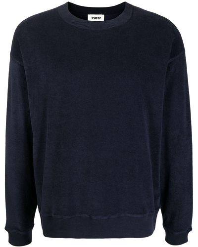 YMC Fleece-Sweatshirt mit Rundhalsausschnitt - Blau