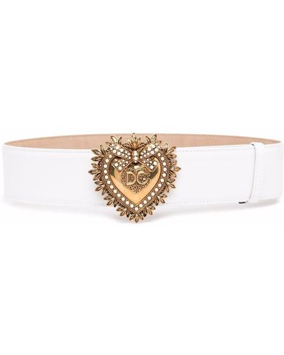 Dolce & Gabbana Heart Logo Plaque Belt - White