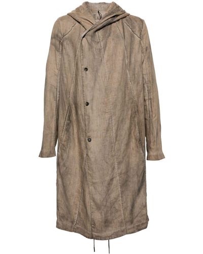 Masnada Raised Seam-detail Linen Parka - Natural