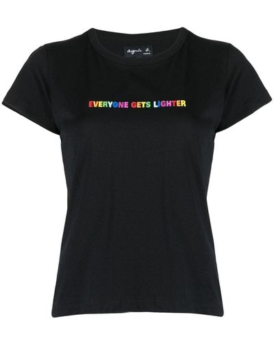 agnès b. Slogan-print Jersey T-shirt - Black