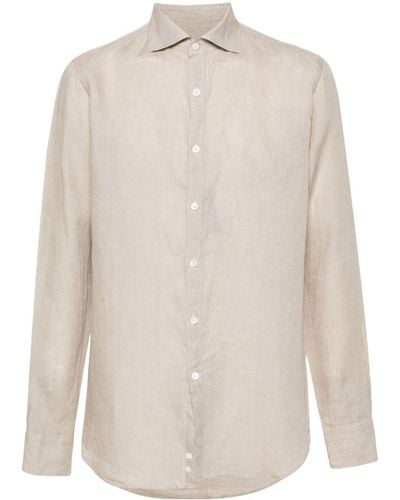 Canali Slub-texture Linen Shirt - White