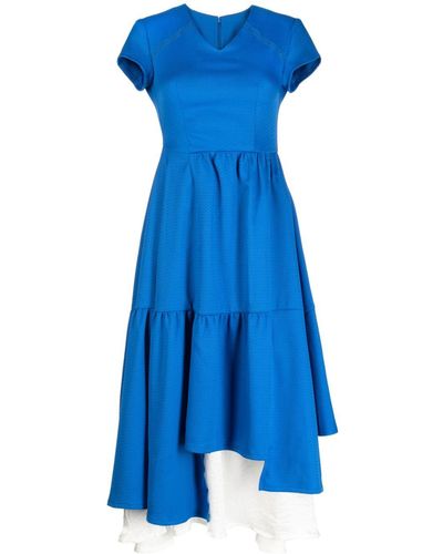 Adererror Layered Asymmetric Midi Dress - Blue