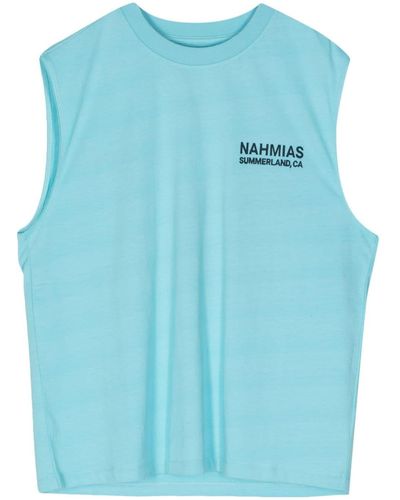 NAHMIAS Landscape Muscle Cotton T-shirt - Blue