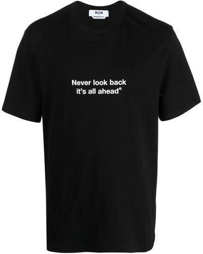 MSGM Slogan-print Short-sleeved T-shirt - Black