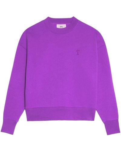 Ami Paris Ami De Coeur Embroidered Sweatshirt - Purple