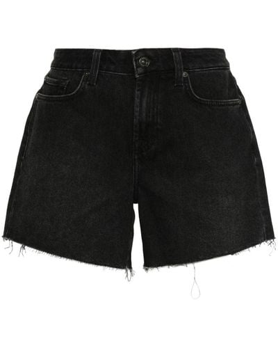 7 For All Mankind Raw-cut Denim Shorts - Black
