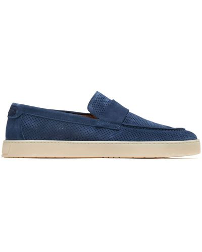 Barrett Perforated Suede Loafers - Blue