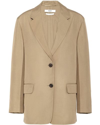 Prada Single-breasted Silk Blazer - Natural