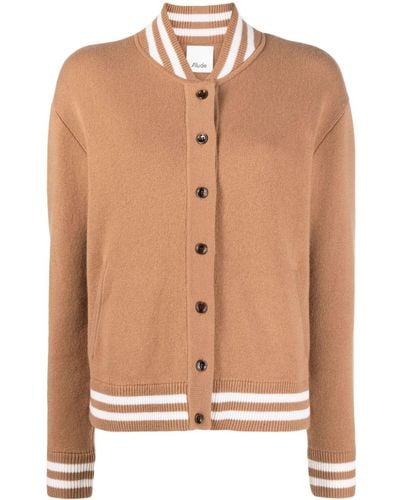 Allude Stripe-detail Wool-blend Cardigan - Natural