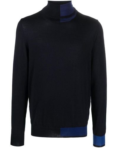 Roberto Del Carlo Roll-neck Merino Wool Sweater - Blue