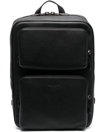COACH Multi-pocket Leather Backpack - Black