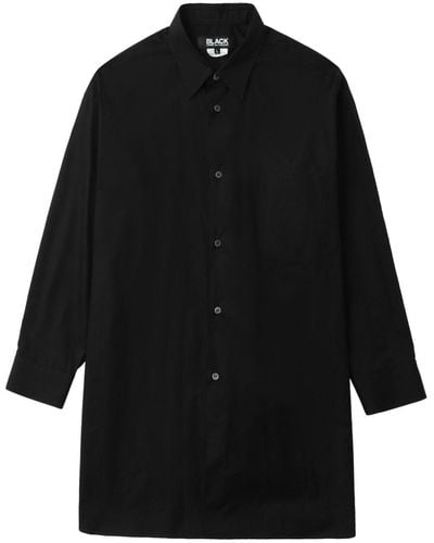 COMME DES GARÇON BLACK Satin-panelled Cotton Shirt - Black