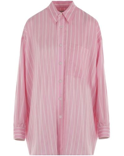 Bottega Veneta Striped Silk Shirt - ピンク