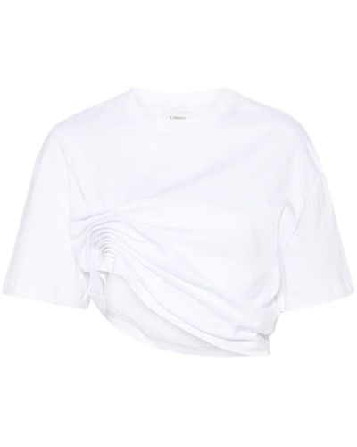 Laneus T-shirt en coton à design asymétrique - Blanc