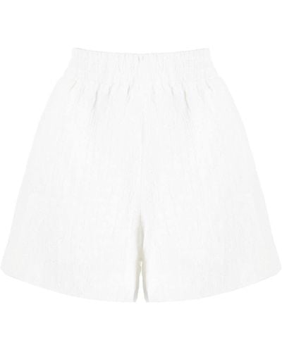 B+ AB Textured-finish Elasticated-waistband Shorts - White