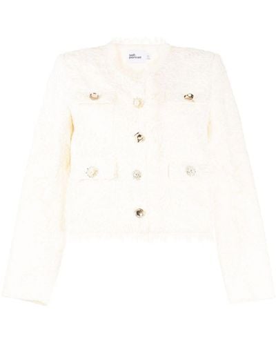 Self-Portrait Corded Lace Buttoned Jacket - Natural