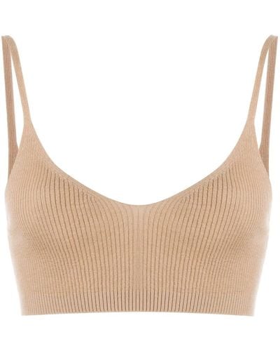 Cashmere In Love Ribbed-knit Cropped Top - Natural
