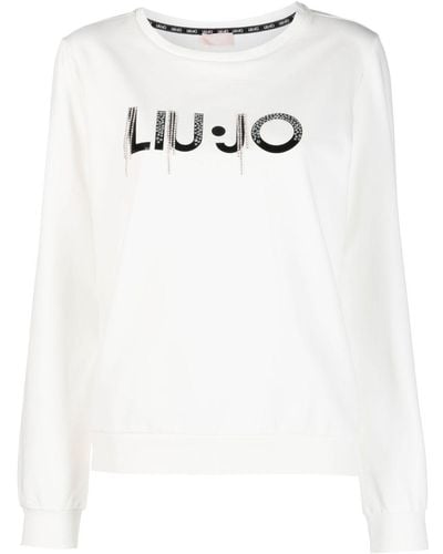 Liu Jo Sudadera con flecos de cristales - Blanco