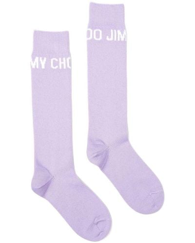 Jimmy Choo Intarsia-knit Logo Socks - Purple