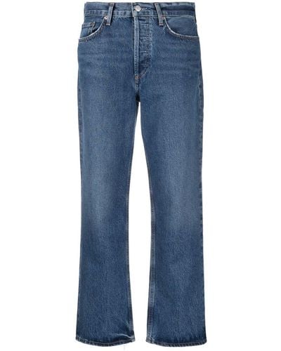 Agolde Organic-cotton Cropped Jeans - Blue