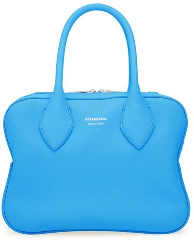 Ferragamo Small Leather Tote Bag - Blue