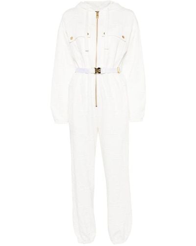 Elisabetta Franchi Belted Fleece-texture Jumpsuit - White