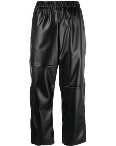 MM6 by Maison Martin Margiela Elasticated-waistband Faux-leather Pants - Black