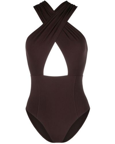 Ulla Johnson Keiran Plunge-neck Swimsuit - Brown