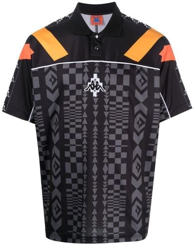 Marcelo Burlon X Kappa Poloshirt Met Logopatch - Zwart
