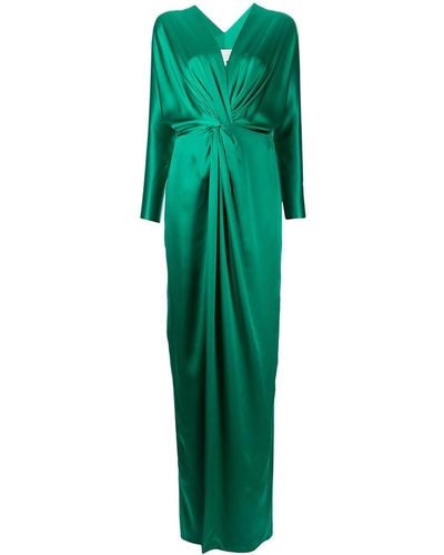 Michelle Mason Robe longue en soie à détail torsadé - Vert