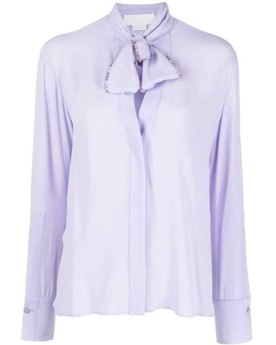 Genny Tie-fastening Embellished Blouse - Purple