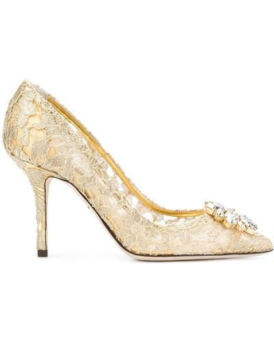 Dolce & Gabbana Bellucci Taormina Lace Court Shoes - Metallic