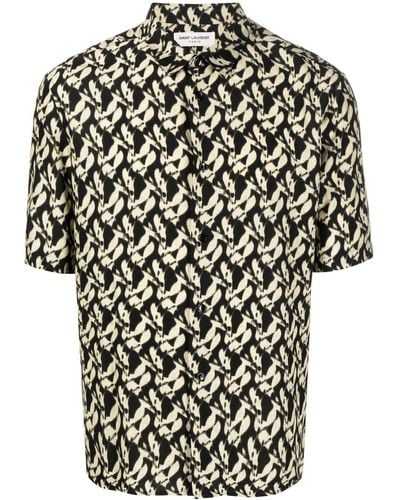 Saint Laurent Overhemd Met Abstracte Print - Zwart