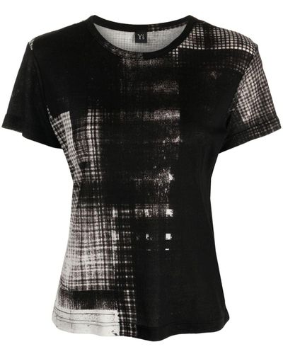 Y's Yohji Yamamoto Graphic-print Jersey T-shirt - Black