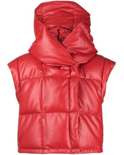 Goen.J Vegan-leather Quilted-down Gilet - Red