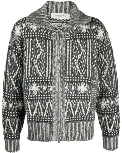 Golden Goose Intarsia-knit Zip-up Sweater - Gray