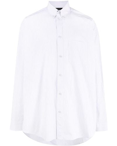Balenciaga Striped Logo-print Cotton Shirt - White