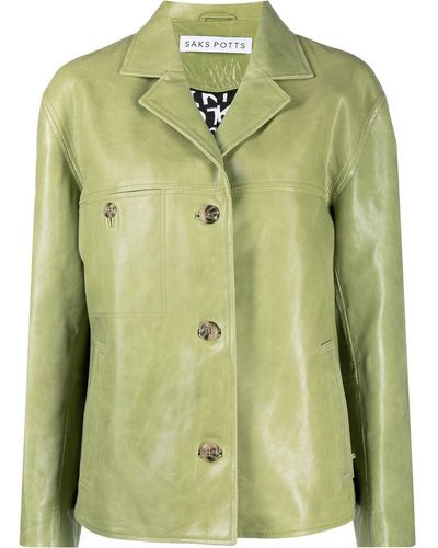 Saks Potts Buttoned-up Leather Jacket - Green